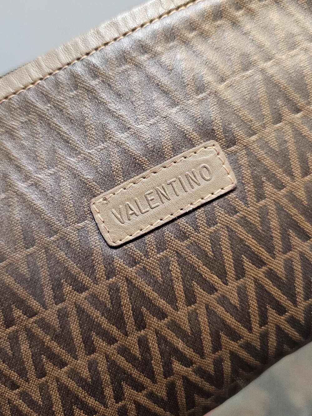 Mario Valentino Brown Monogram Cosmetic Pouch EUC - Picture 1 of 14